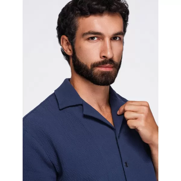  Pánská košile OMBRE OM-SHSS-0220 NAVY BLUE 