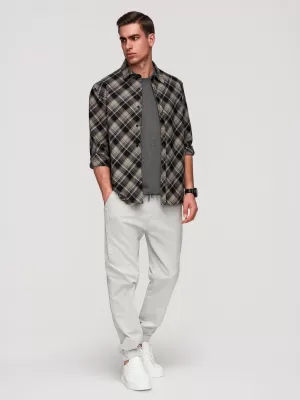 Pánské kalhoty OMBRE P1521 LIGHT GREY