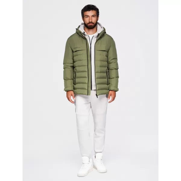  Pánská zimní prošívaná bunda OMBRE OM-JAHP-0305 OLIVE 