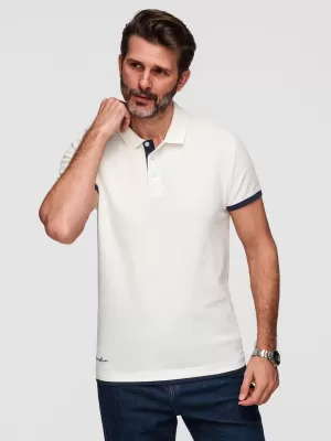 Pánské triko s límečkem OMBRE OM-POSS-0170 WHITE