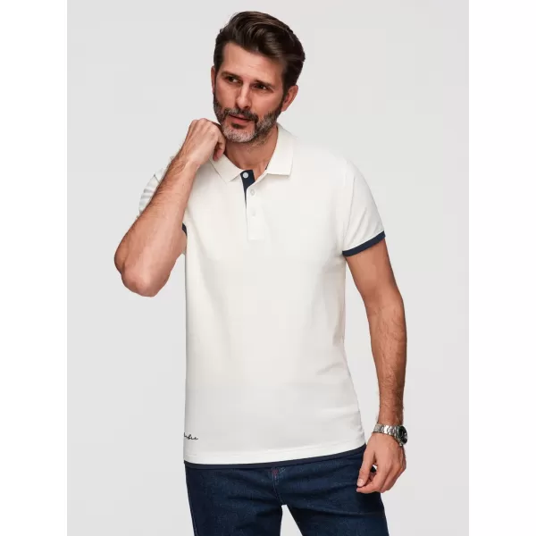  Pánské triko s límečkem OMBRE OM-POSS-0170 WHITE 
