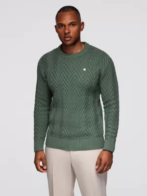 Pánský svetr OMBRE OM-SWSW-0190 MUTED GREEN