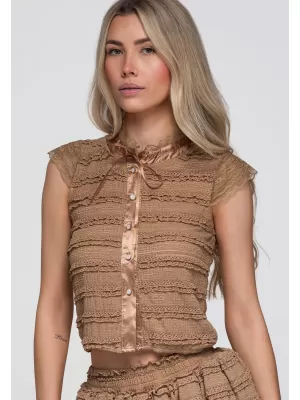 Dámská blůza OMBRE OW-TS-E0066 TAUPE