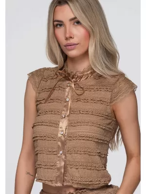 Dámská blůza OMBRE OW-TS-E0066 TAUPE