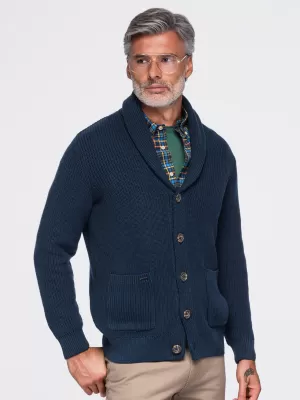 Pánský kardigan OMBRE OM-SWCD-0200 NAVY BLUE