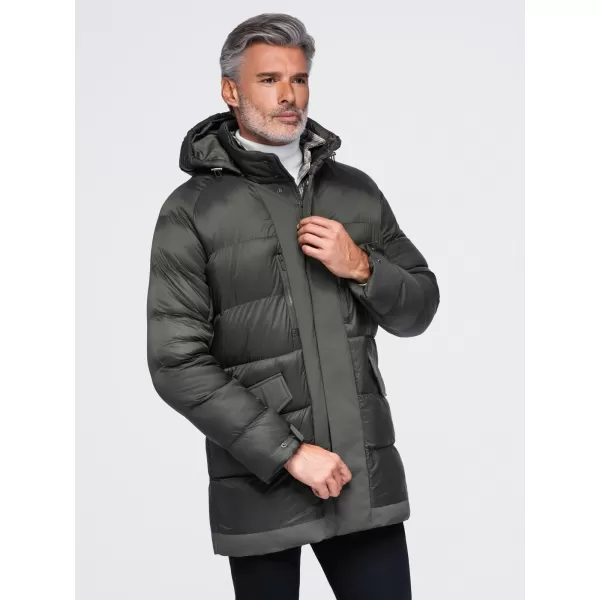  Pánská zimní bunda OMBRE OM-JALJ-0263 DARK OLIVE 