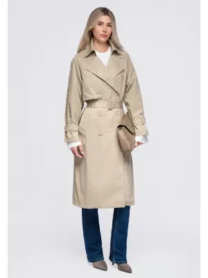 Dámský kabát OMBRE OW-CT-E0004 BEIGE