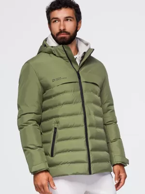 Pánská zimní prošívaná bunda OMBRE OM-JAHP-0305 OLIVE