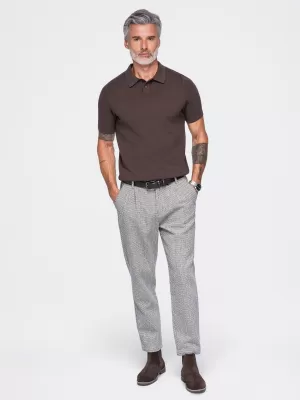 Pánské polo tričko OMBRE OM-POSS-0178 DARK BROWN