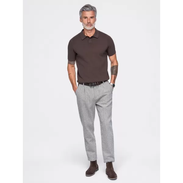 Pánské polo tričko OMBRE OM-POSS-0178 DARK BROWN 