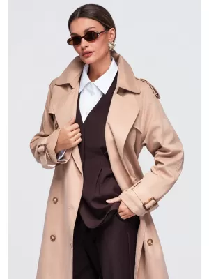 Dámský kabát OMBRE OW-COLC-0121 BEIGE