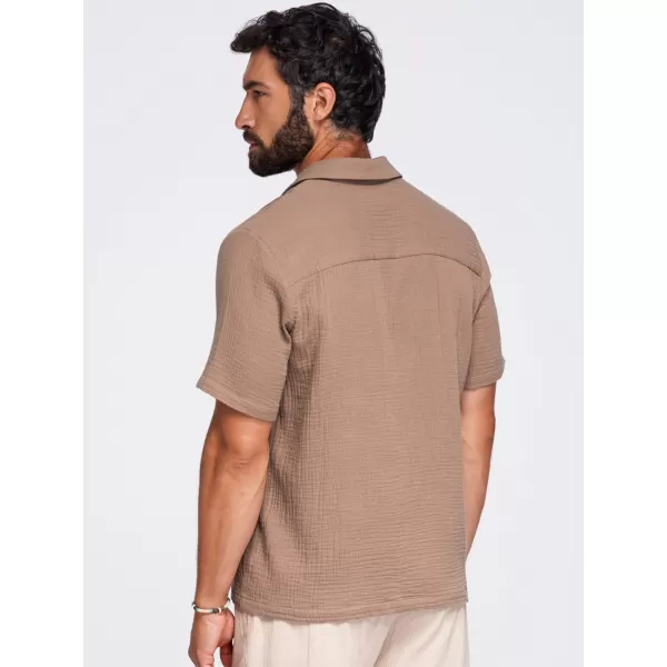  Pánská košile OMBRE OM-SHSS-0223 LIGHT BROWN 