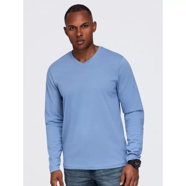  Pánské tričko OMBRE OM-LSBL-0143 LIGHT DENIM 