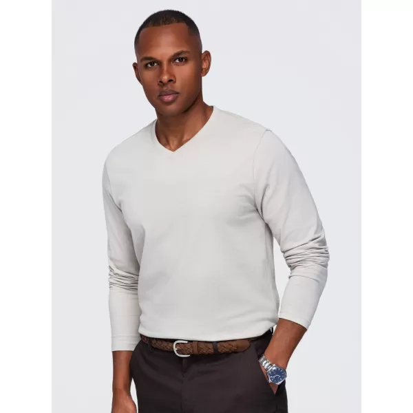  Pánské tričko OMBRE OM-LSBL-0143 LIGHT BEIGE 
