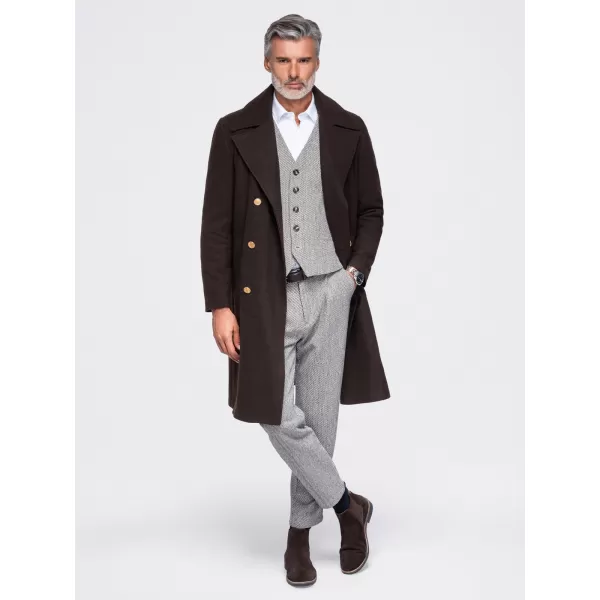  Pánský kabát OMBRE OM-COWC-0156 DARK BROWN 