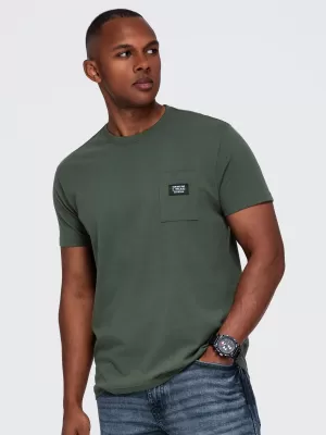 Pánské tričko OMBRE OM-TSCT-0305 DARK OLIVE