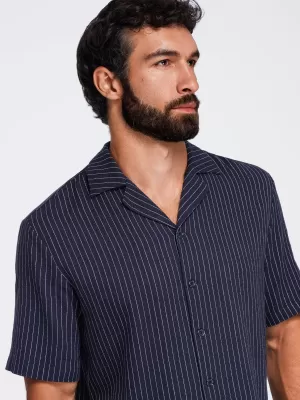 Pánská košile OMBRE OM-SHSS-0222 NAVY BLUE