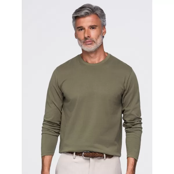  Pánské tričko OMBRE OM-LSBL-0142 DARK OLIVE 