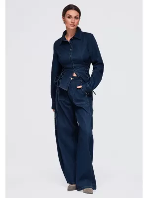 Dámské kalhoty OMBRE OW-PA-E0017 DARK BLUE