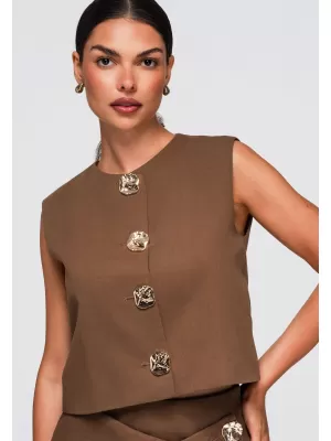Dámský kabát OMBRE OW-VE-E0006 BROWN