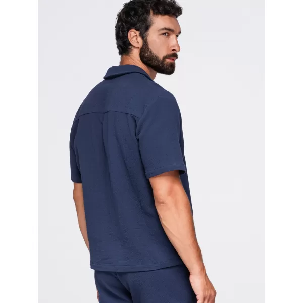  Pánská košile OMBRE OM-SHSS-0220 NAVY BLUE 