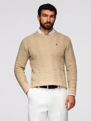 Pánský svetr OMBRE OM-SWSW-0190 SAND