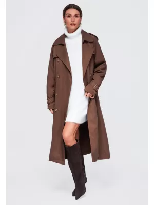 Dámský kabát OMBRE OW-COLC-0121 BROWN