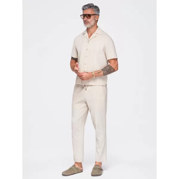  Pánské kalhoty OMBRE OM-PACP-0312 CREAM 