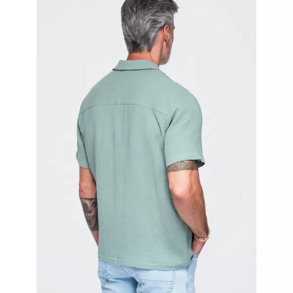  Pánská košile OMBRE OM-SHSS-0223 PASTEL GREEN 