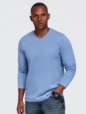 Pánské tričko OMBRE OM-LSBL-0143 LIGHT DENIM
