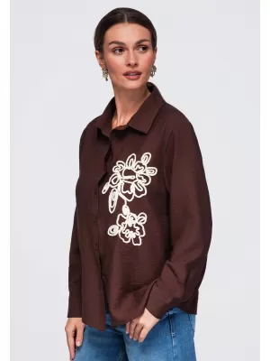 Dámská košile OMBRE OW-SH-E0073 BROWN