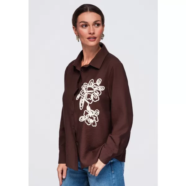  Dámská košile OMBRE OW-SH-E0073 BROWN 
