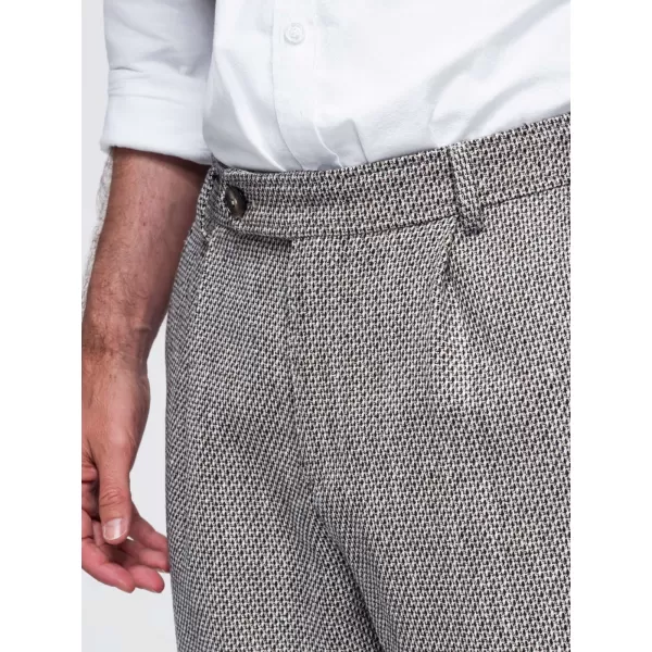  Pánské kalhoty OMBRE OM-PACP-0315 BROWN MELANGE 