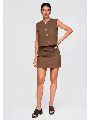 Dámský kabát OMBRE OW-VE-E0006 BROWN