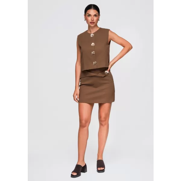  Dámský kabát OMBRE OW-VE-E0006 BROWN 