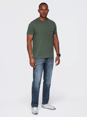 Pánské tričko OMBRE OM-TSCT-0305 DARK OLIVE