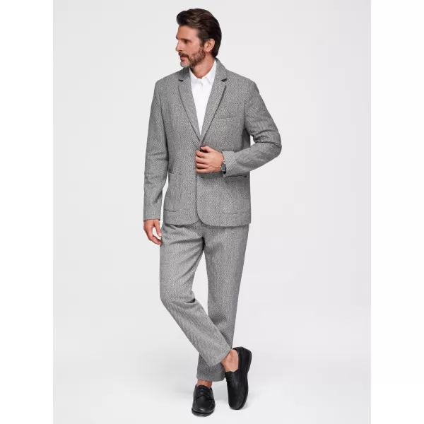  Pánské sako OMBRE OM-BLZB-0130 BROWN MELANGE 