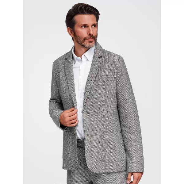  Pánské sako OMBRE OM-BLZB-0130 BROWN MELANGE 
