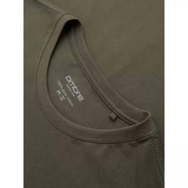  Pánské tričko OMBRE OM-LSBL-0142 DARK OLIVE 
