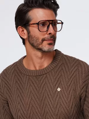 Pánský svetr OMBRE OM-SWSW-0190 BROWN