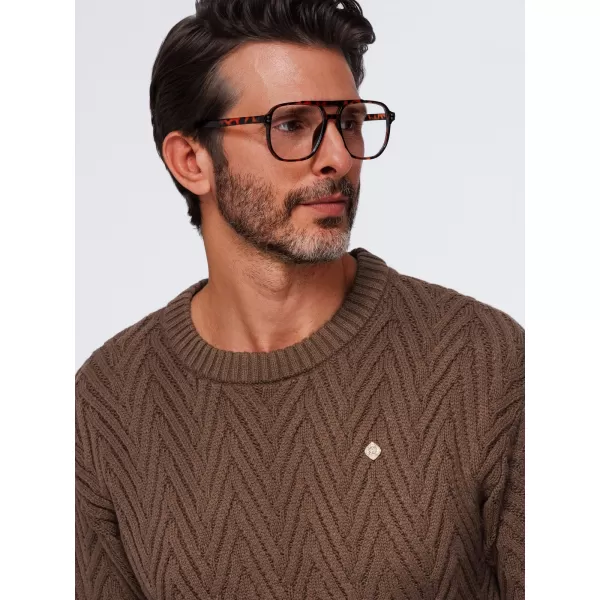  Pánský svetr OMBRE OM-SWSW-0190 BROWN 