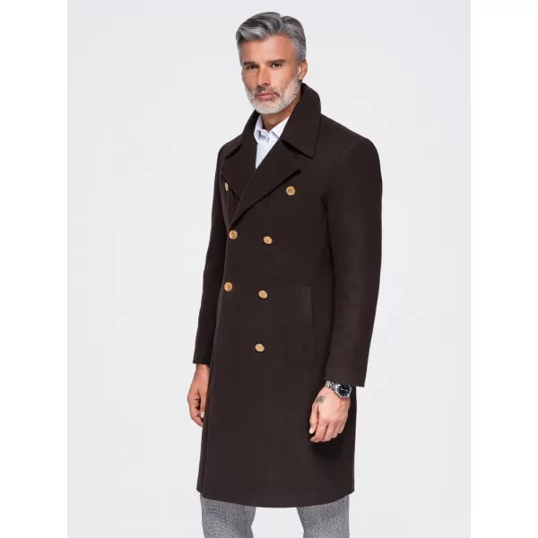  Pánský kabát OMBRE OM-COWC-0156 DARK BROWN 