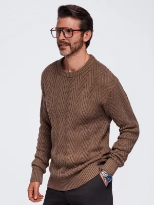 Pánský svetr OMBRE OM-SWSW-0190 BROWN