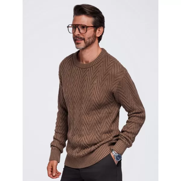  Pánský svetr OMBRE OM-SWSW-0190 BROWN 