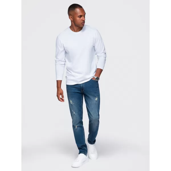  Pánské tričko OMBRE OM-LSBL-0142 WHITE 