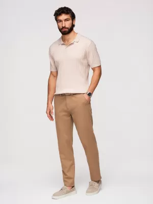 Pánské kalhoty OMBRE OM-PACP-0294 BROWN
