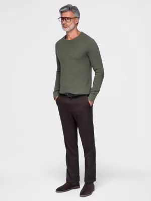 Pánský svetr OMBRE OM-SWSW-0119 OLIVE