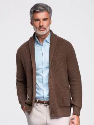 Pánský kardigan OMBRE OM-SWCD-0200 BROWN