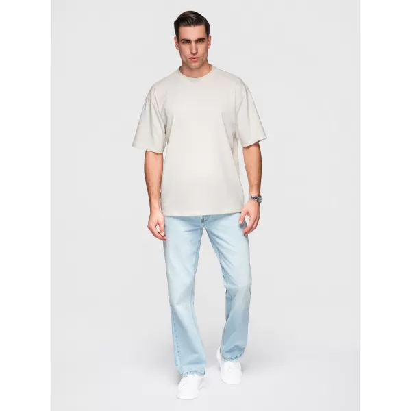  Pánské triko OMBRE OM-TSBC-0291 OFF WHITE/PALE OLIVE/NAVY 
