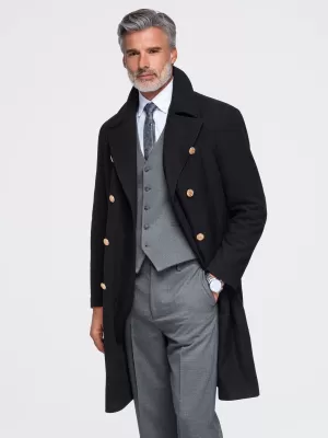 Pánský kabát OMBRE OM-COWC-0156 BLACK